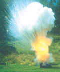 12 pound Coehorn Mortar firing Mortar cannon ball